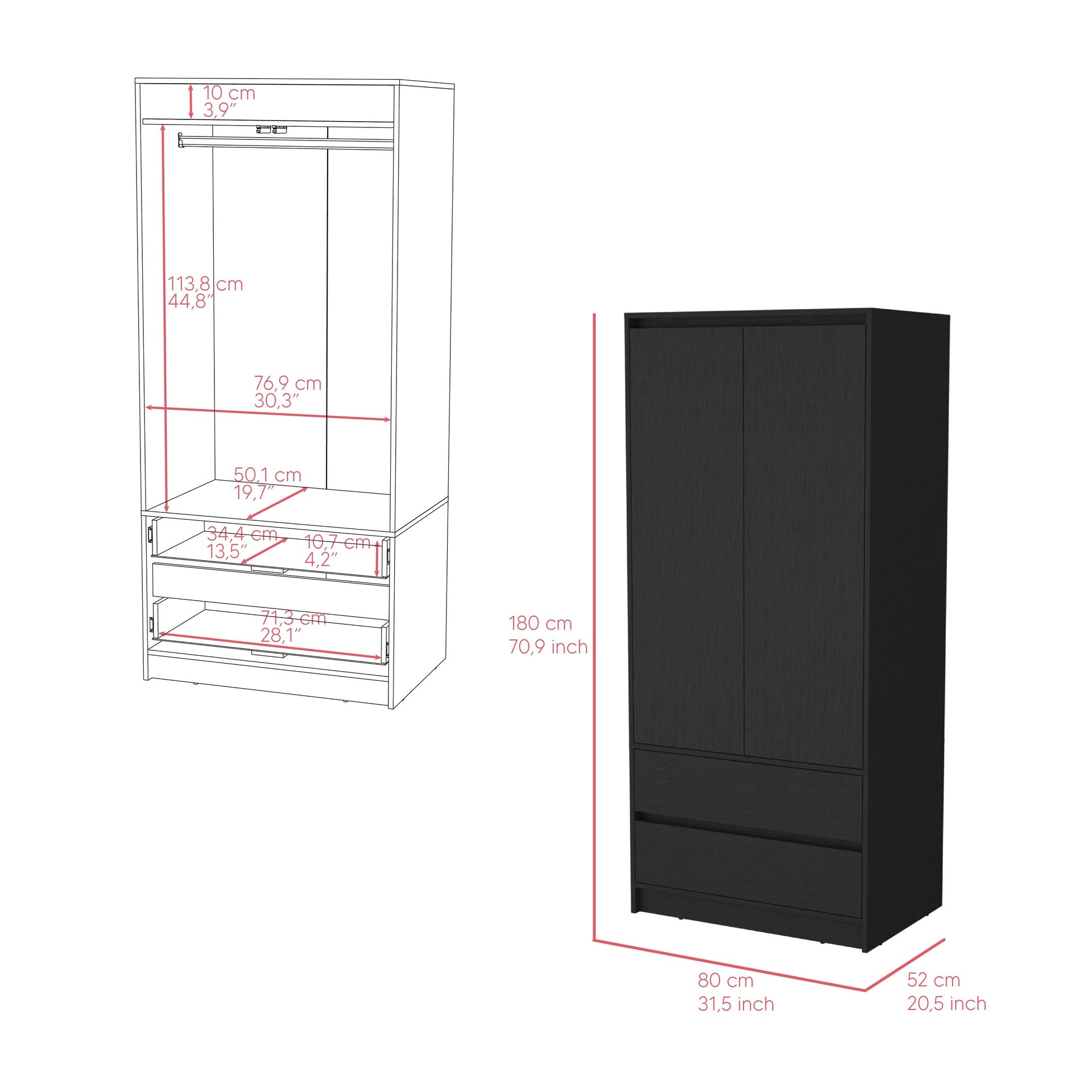 Armoire Closher, Bedroom, Black