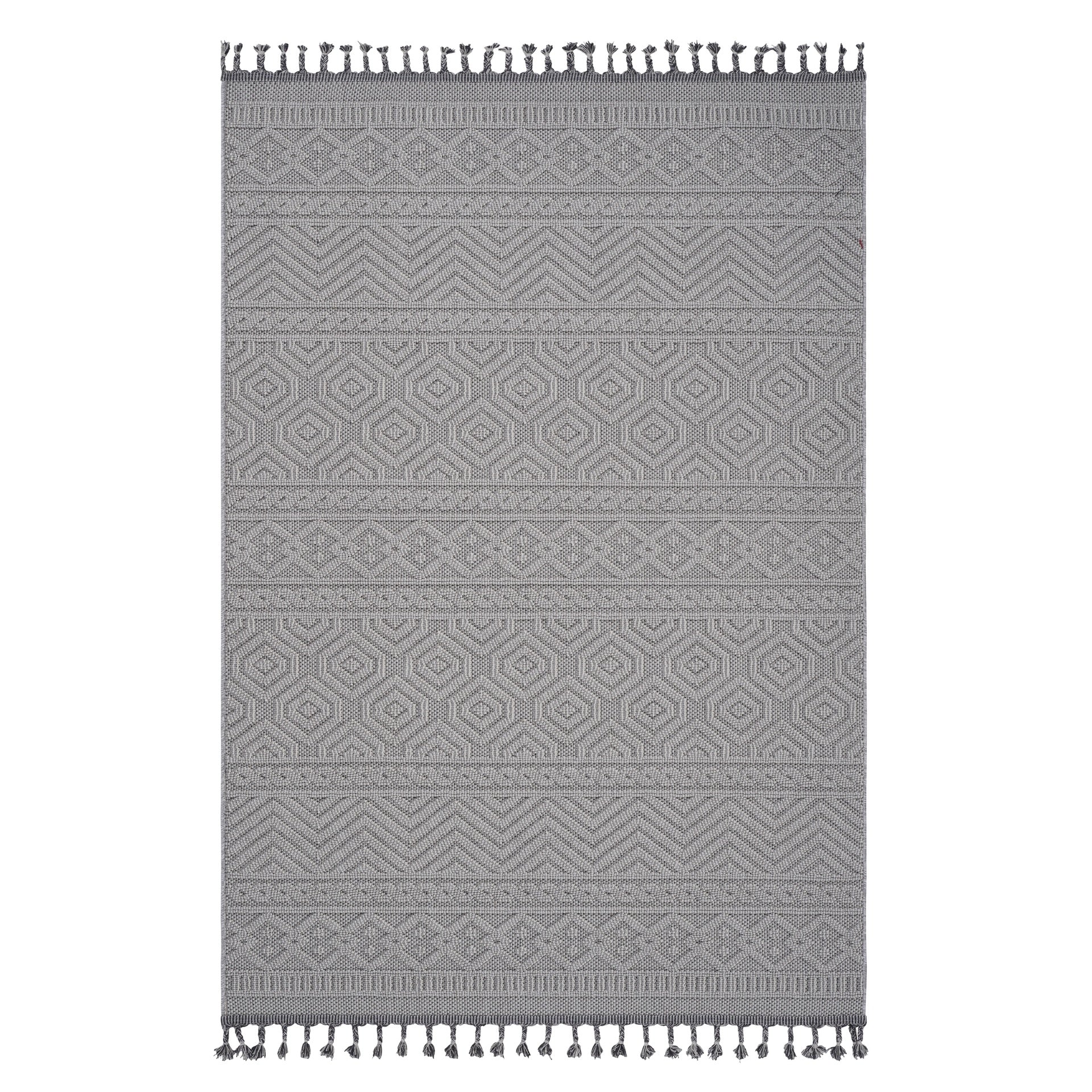 Guros Collection 6X9 White / Geometric Indoor/ Outdoor Area Rug