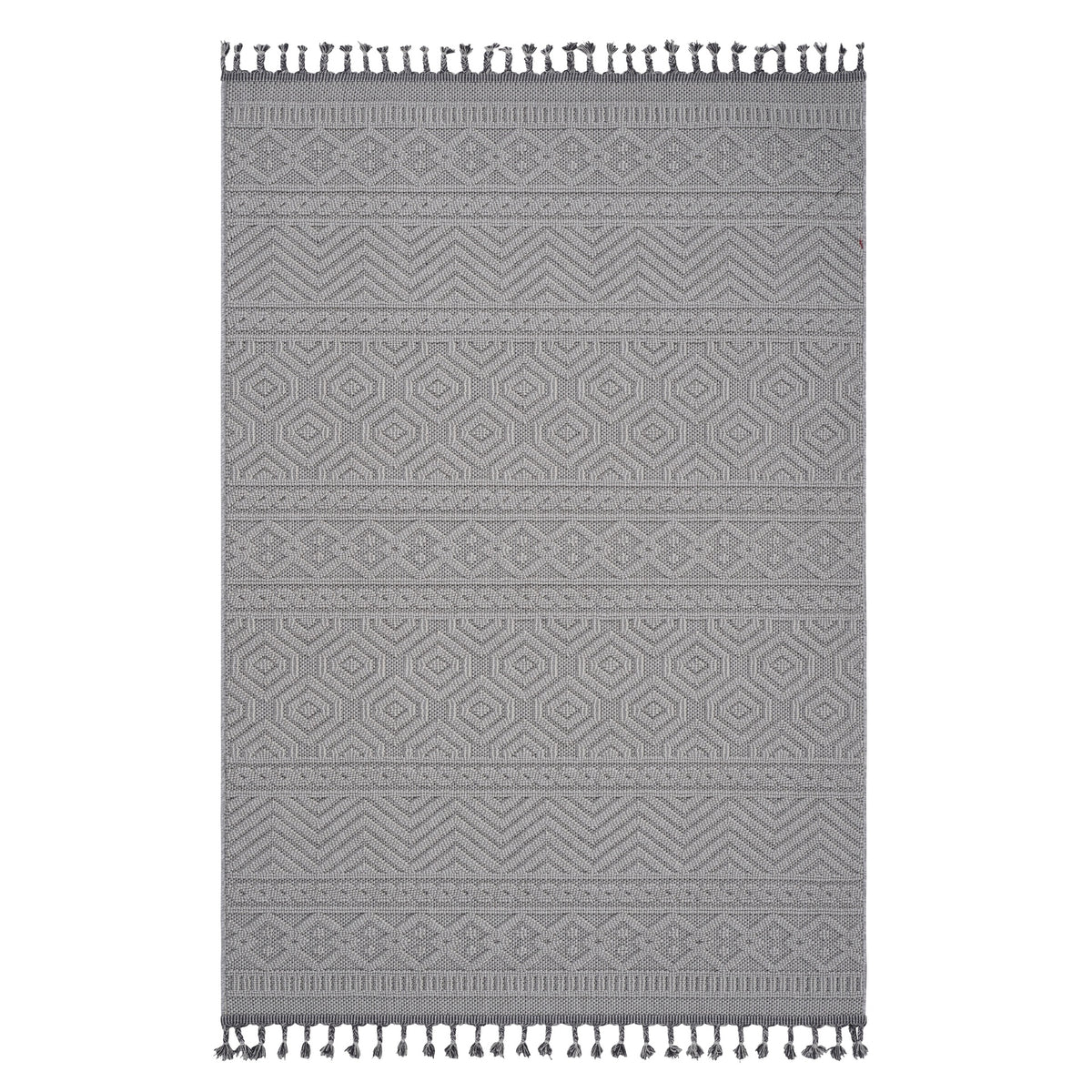 Guros Collection 6X9 White / Geometric Indoor/ Outdoor Area Rug