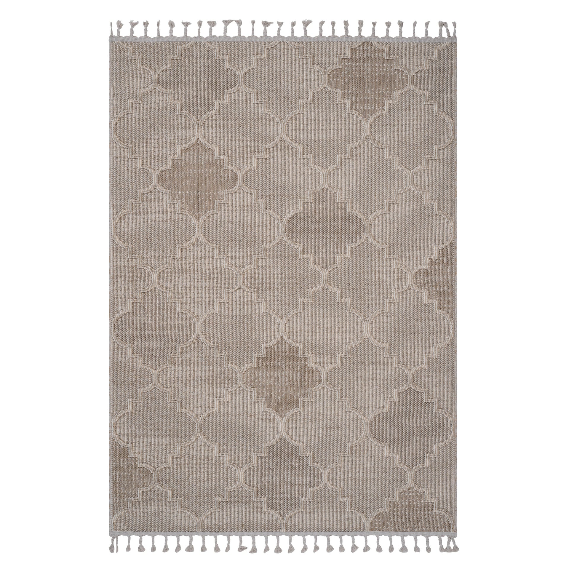 Guros Collection 6X9 Cream / Trellis Indoor / Outdoor Area Rug