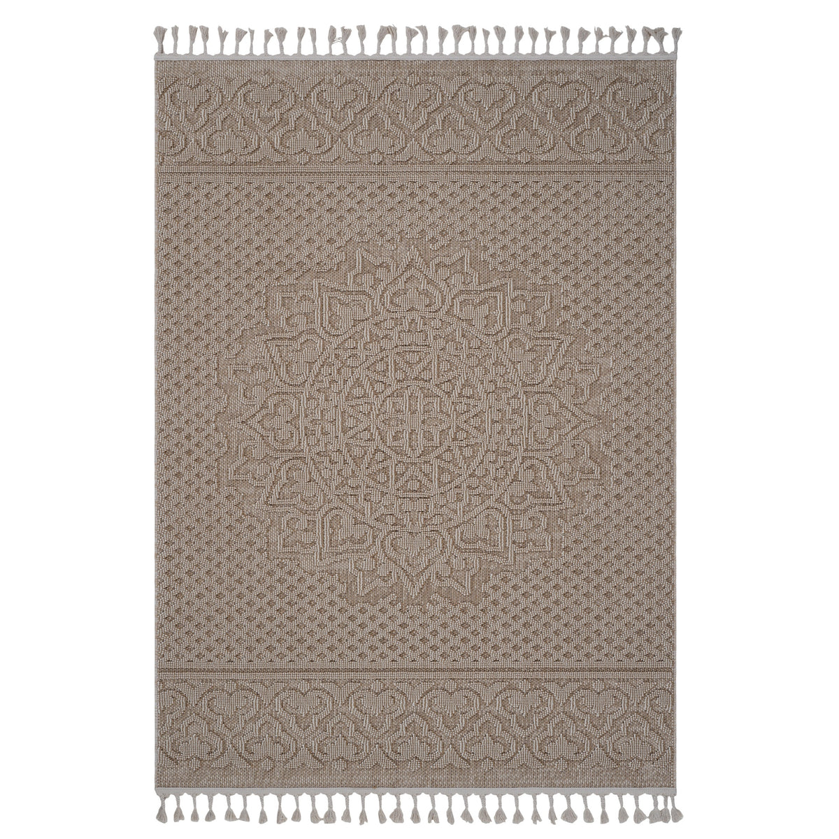 Guros Collection 5X7 Beige / Medallion Indoor / Outdoor Area Rug