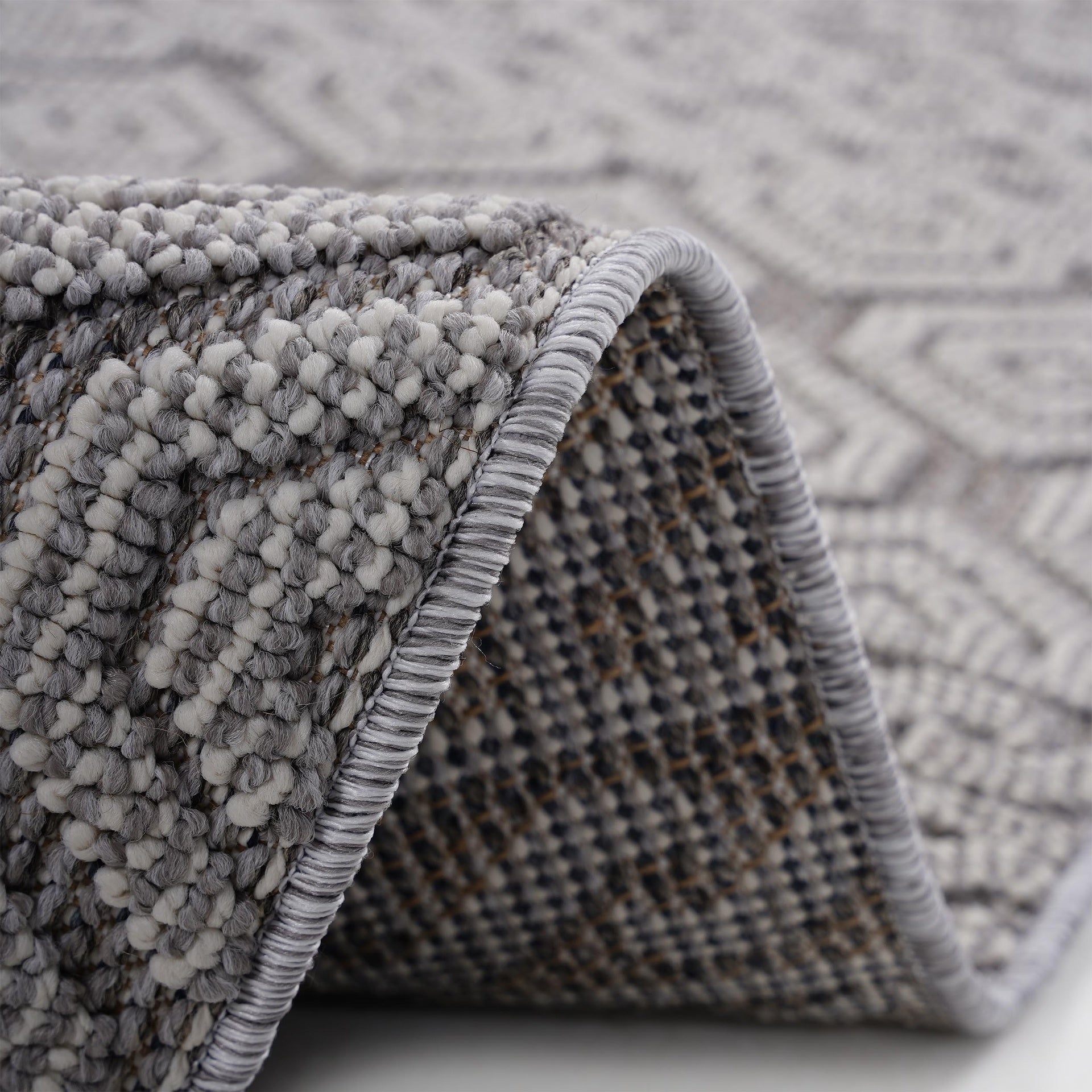 Guros Collection 6X9 Grey / White / Geometric Indoor / Outdoor Area Rug
