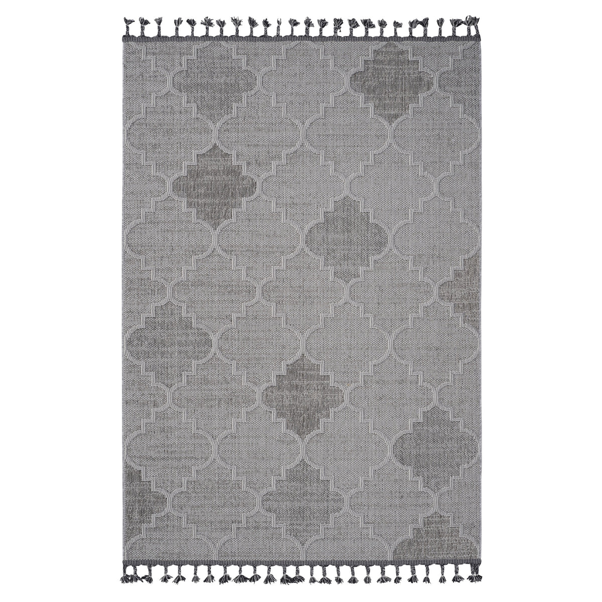 Guros Collection 5X7 White / Grey / Trellis Indoor / Outdoor Area Rug