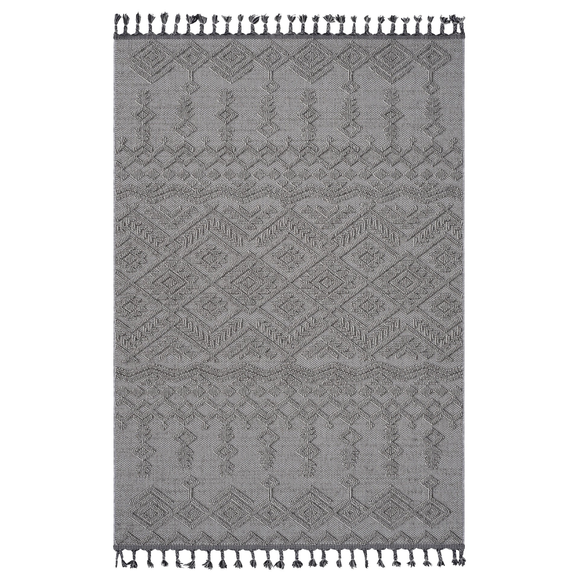 Guros Collection 6X9 White / White / Traditional Indoor / Outdoor Area Rug
