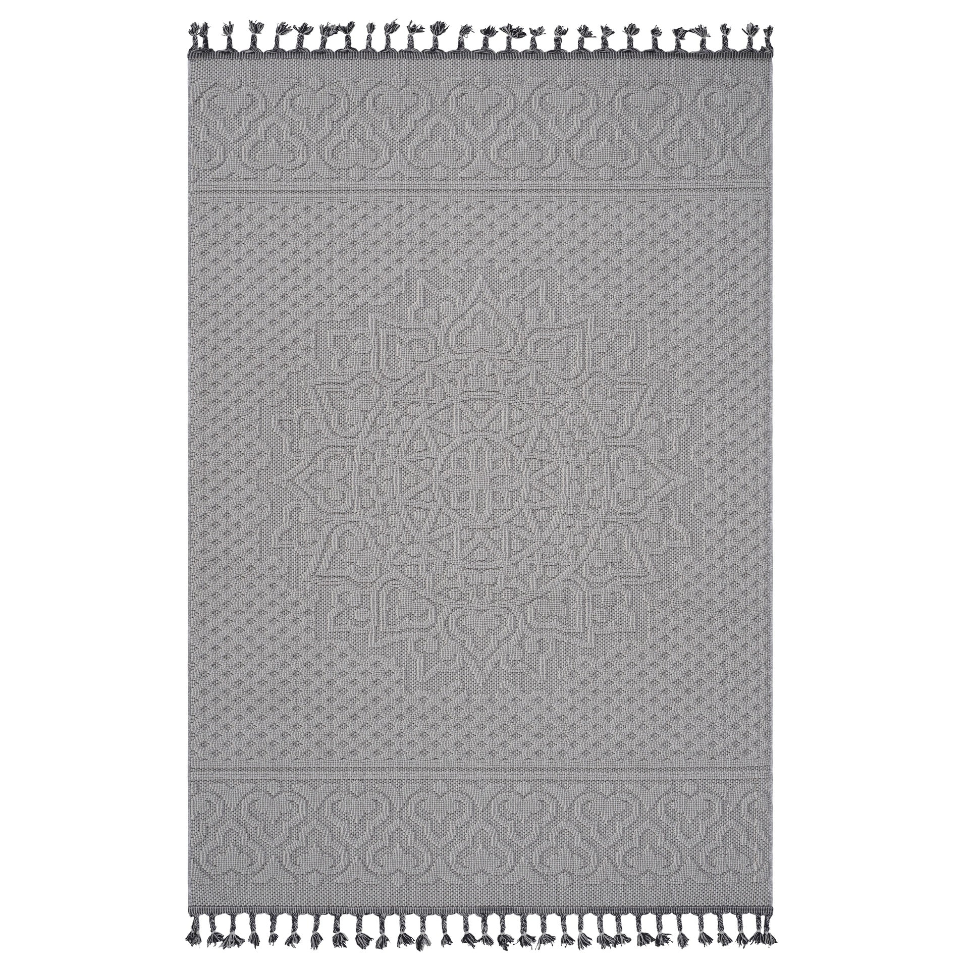Guros Collection 6X9 White / Ivory / Medallion Indoor / Outdoor Area Rug