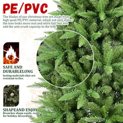 9FT Slim Christmas Tree – 2152 Tips,  PE+PVC Branches, Hinged Design for Easy Setup, Stable Metal Stand – Ideal for Corners & Small Spaces