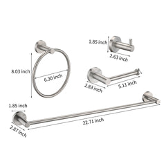 Bathroom Set  Brushed Nickel 22.7 Towel Bar Racks, Toilet Paper Holder, Ring, Hook, Accessories , Hardware,Fixtures
