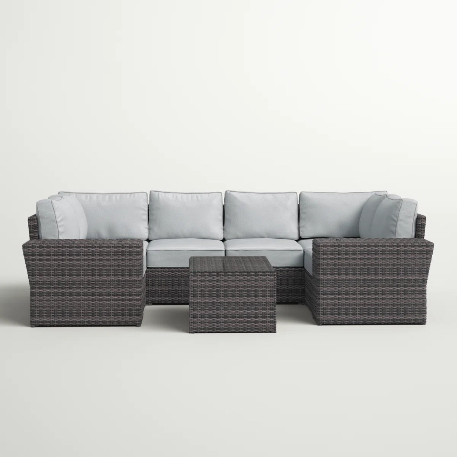 4-Person Outdoor Wicker Sofa Set with Cushions – Fully Assembled