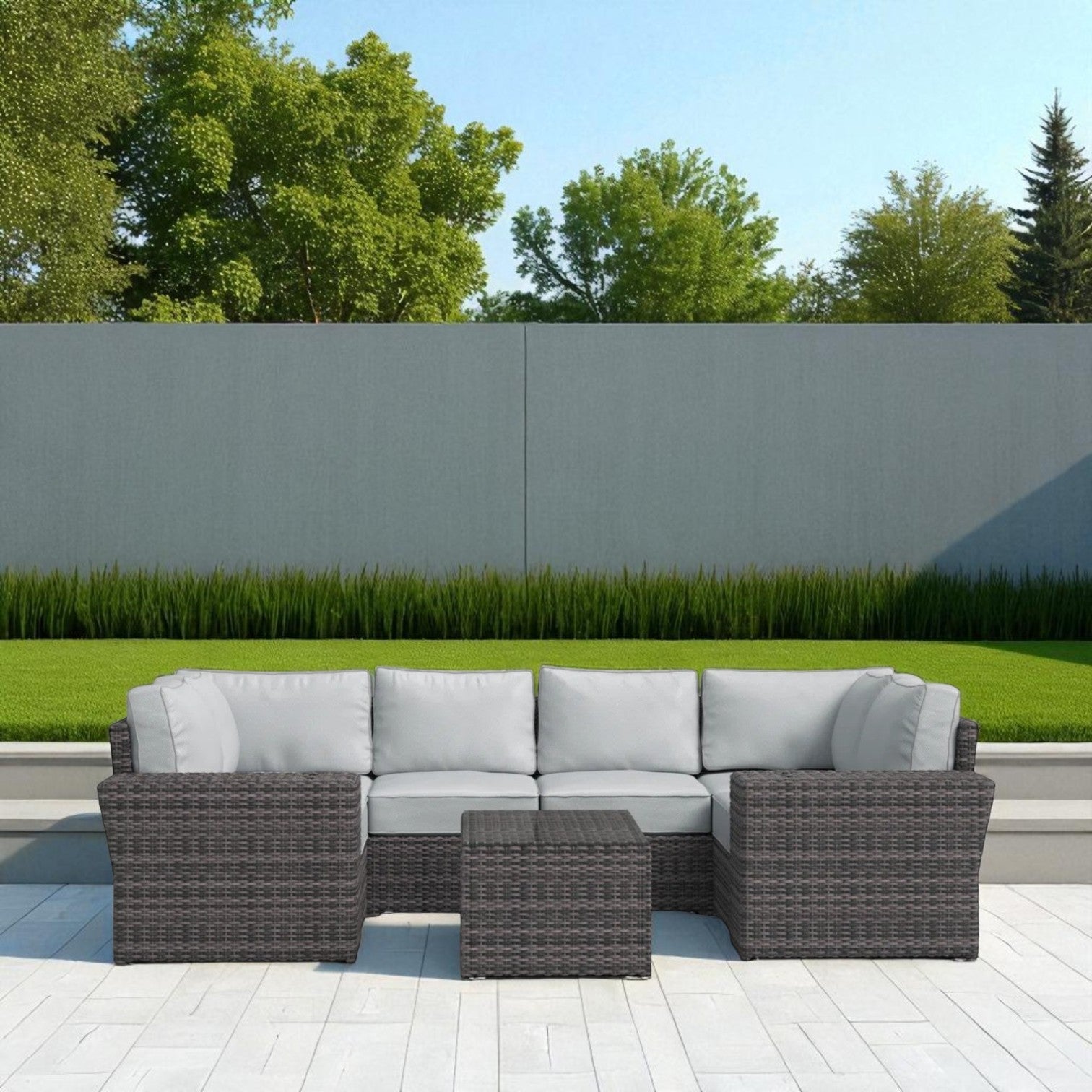 4-Person Outdoor Wicker Sofa Set with Cushions – Fully Assembled