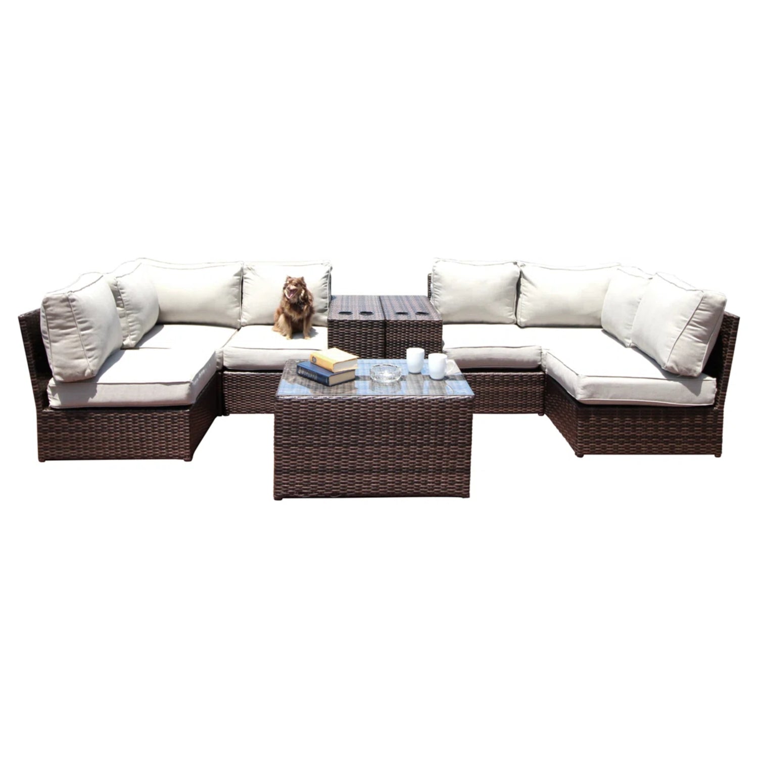 4-Person Outdoor Wicker Seating Set with Cushions – Fully Assembled
