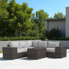 Fully Assembled Rattan Wicker 4-Person Outdoor Seating Group with Cushions