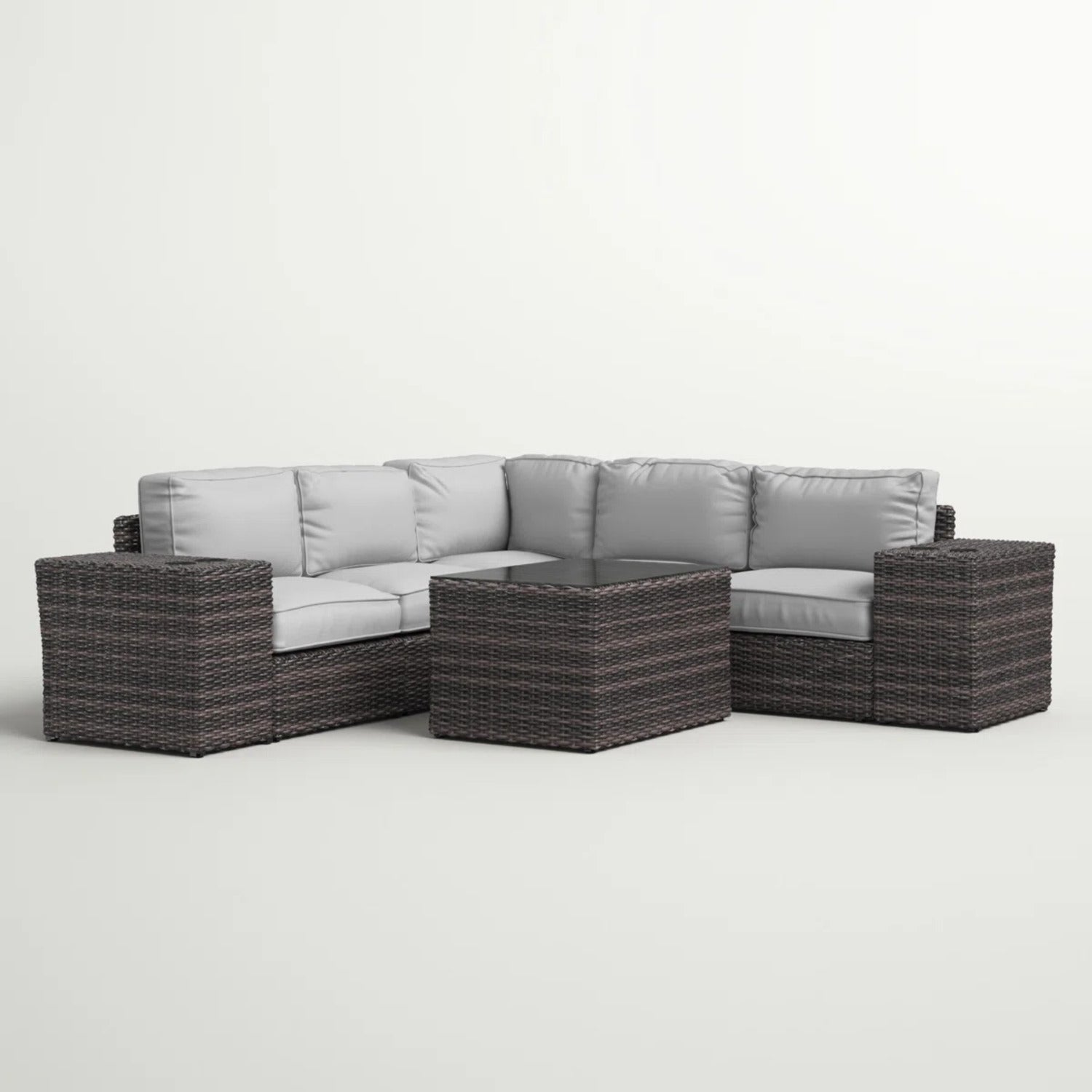 Fully Assembled Rattan Wicker 4-Person Outdoor Seating Group with Cushions