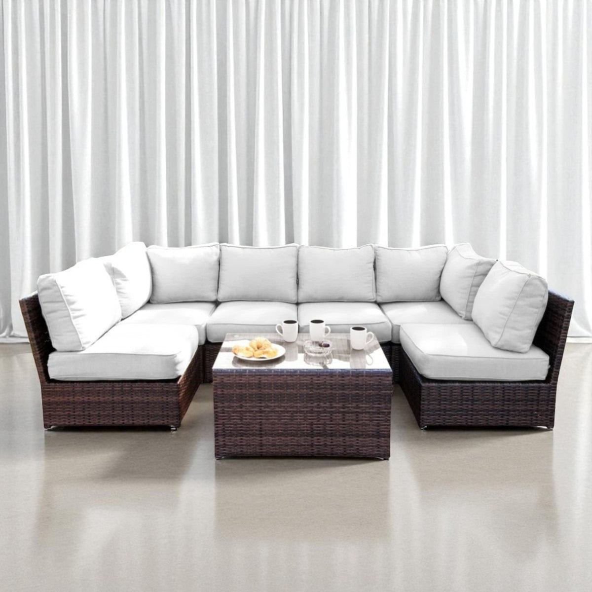 Fully Assembled 4-Piece Outdoor Wicker Seating Set with Cushions