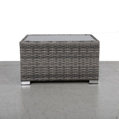 Mixed Grey Slatted Side Table with Aluminum Top – Fully Assembled