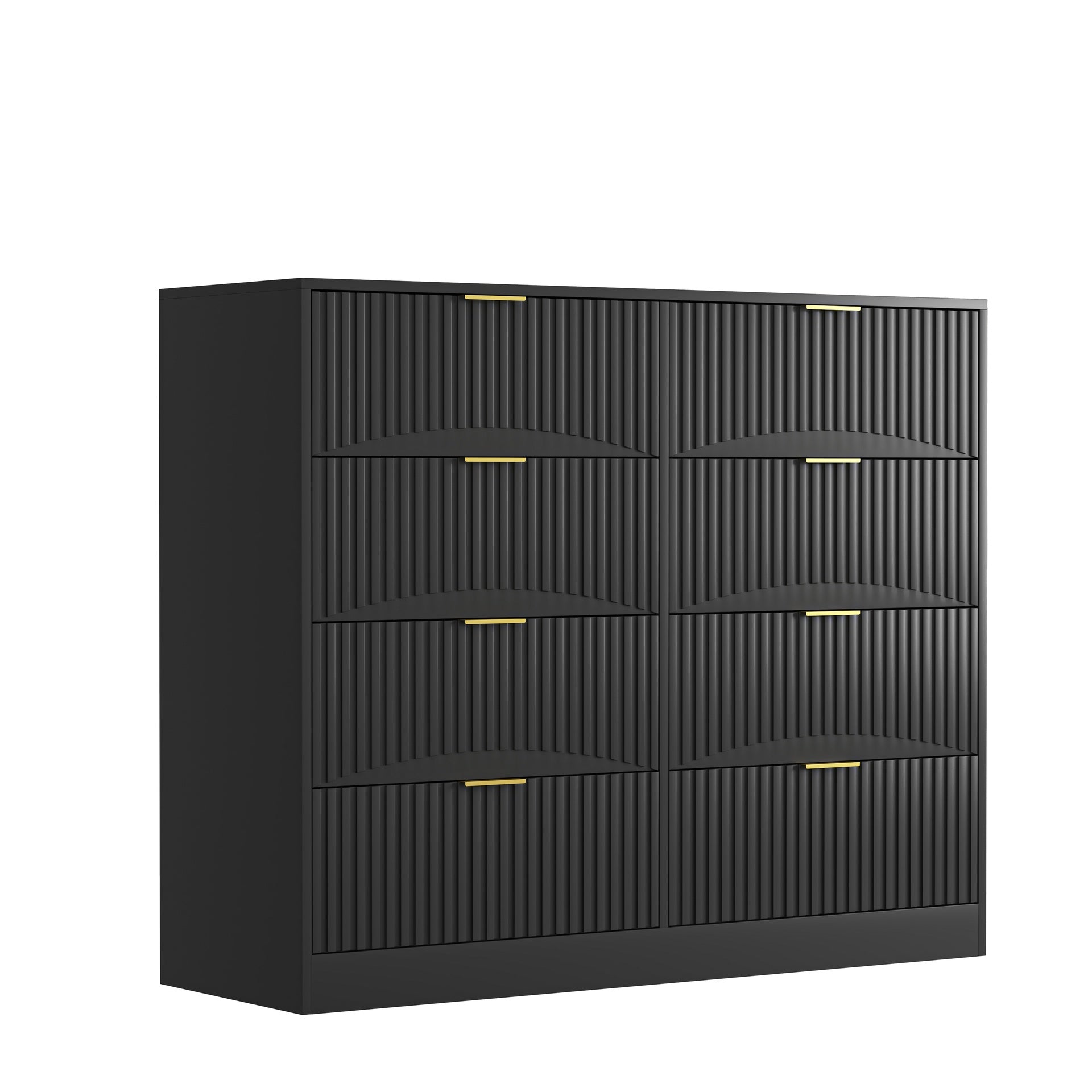 Modern 8 Drawers Dresser Chests for Bedroom,47.2 inch Wide Wood Chest of Drawers with Gold Metal Handle,Drawer Organizer for Bedroom,Living Room,Hallway and Entryway,Black