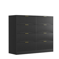 Modern 8 Drawers Dresser Chests for Bedroom,47.2 inch Wide Wood Chest of Drawers with Gold Metal Handle,Drawer Organizer for Bedroom,Living Room,Hallway and Entryway,Black
