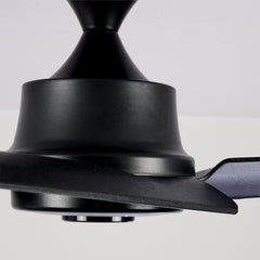 52''Flush Mount & Rod  ABS 3 Blades Ceiling Fan with Remote Control No Lights, Modern Reversible DC Motor Indoor 3 Blades Ceiling Fans for Patio Bedroom Living Room-- Black