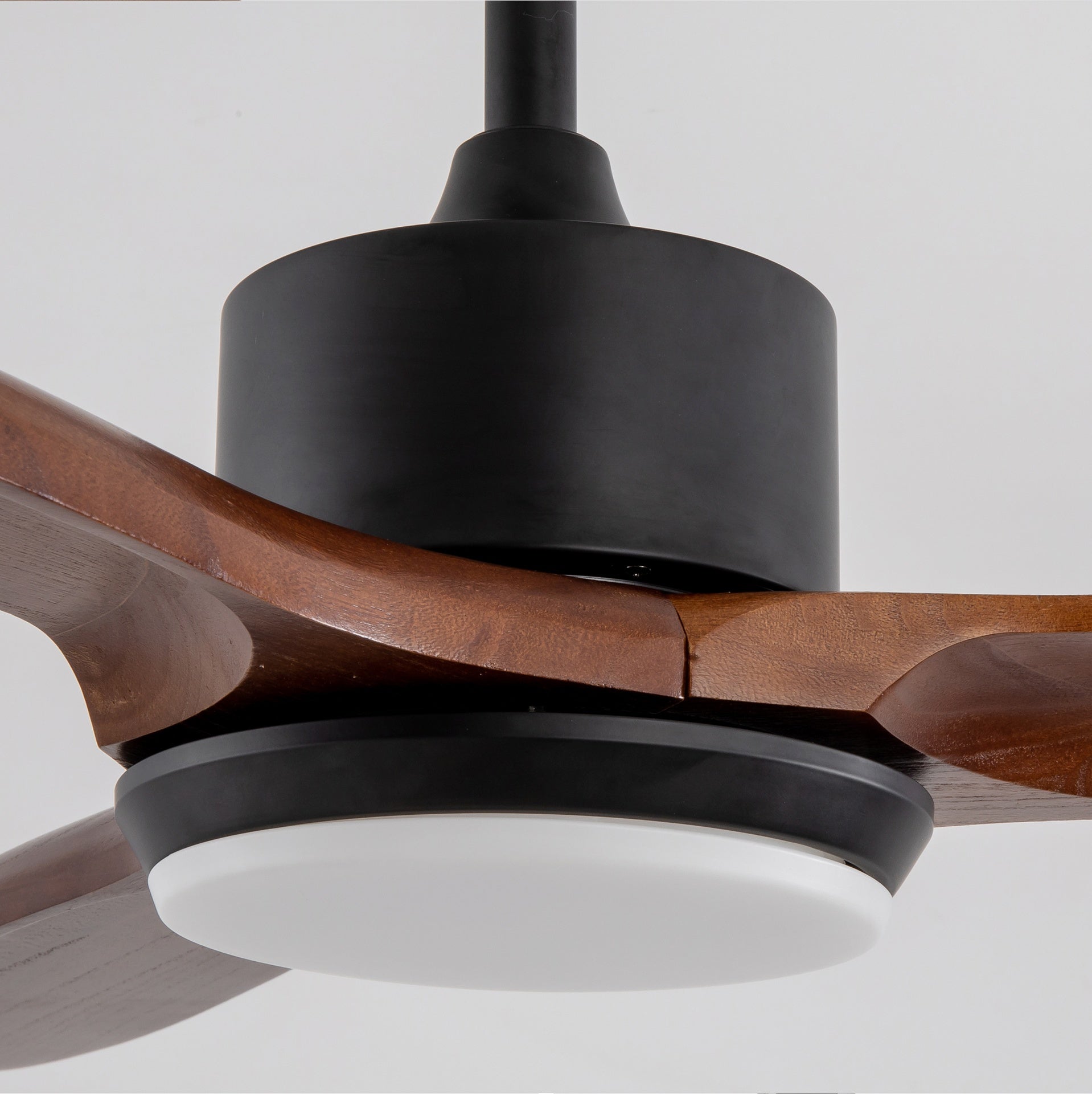 52" Wood Ceiling Fan with Lights Remote Control,Quiet DC Motor 3 Blade Ceiling Fans for Patio Living Room, Bedroom, Office,Indoor Outdoor(Black+Dark Walnut)