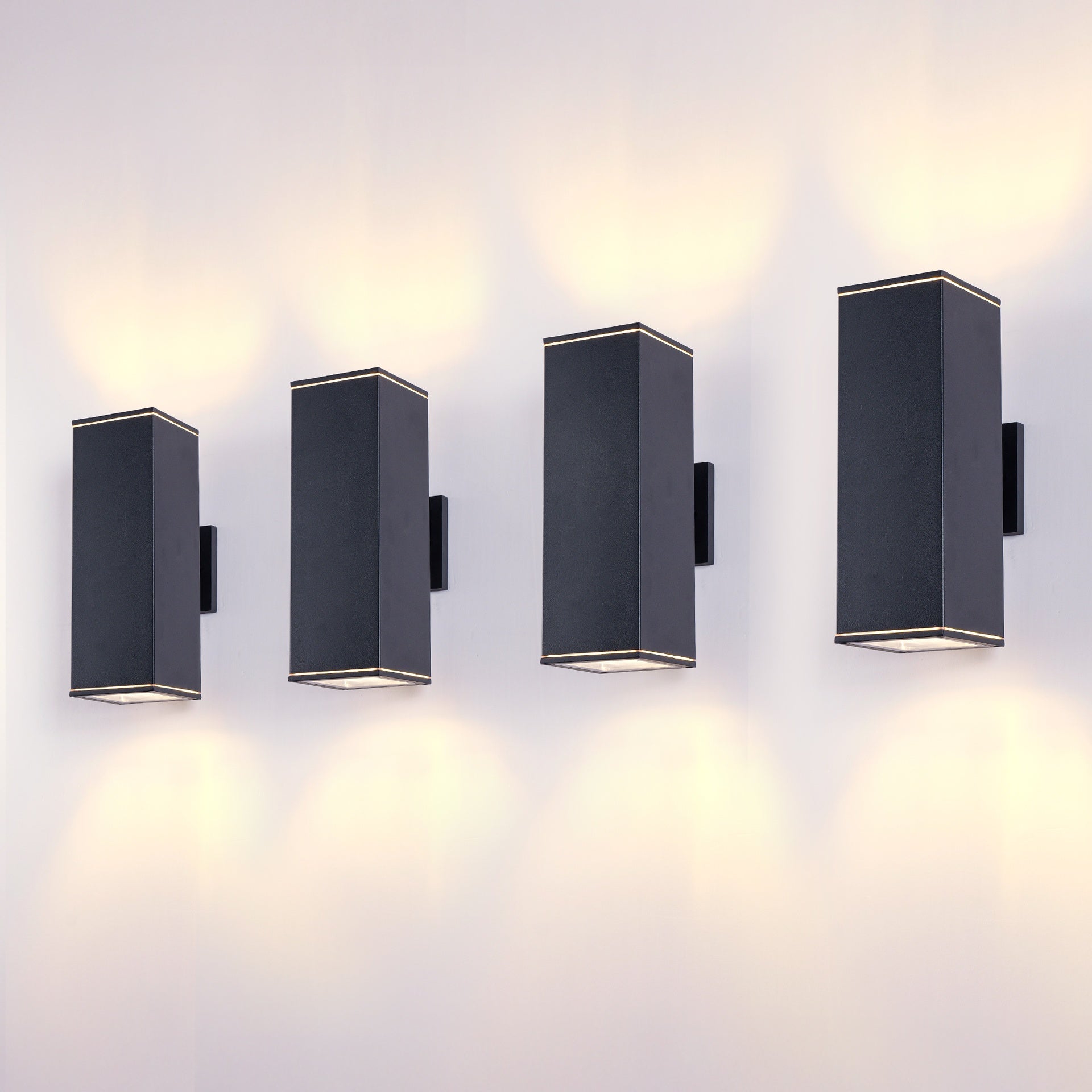 12in Outdoor Wall Lights 4 Packs,Modern Square Outdoor Porch Light,Square Cylinder Up Down Lights Aluminum Waterproof Wall Lighting Exterior Light for Porch Patio Garage(no bulb)