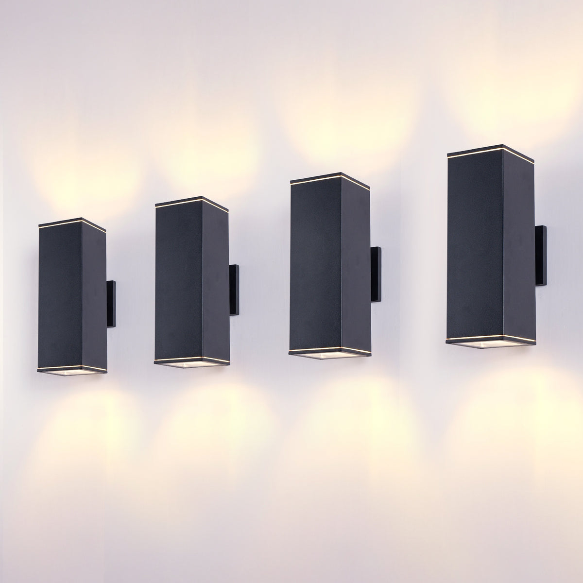12in Outdoor Wall Lights 4 Packs,Modern Square Outdoor Porch Light,Square Cylinder Up Down Lights Aluminum Waterproof Wall Lighting Exterior Light for Porch Patio Garage(no bulb)