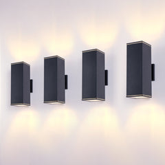 12in Outdoor Wall Lights 4 Packs,Modern Square Outdoor Porch Light,Square Cylinder Up Down Lights Aluminum Waterproof Wall Lighting Exterior Light for Porch Patio Garage(no bulb)