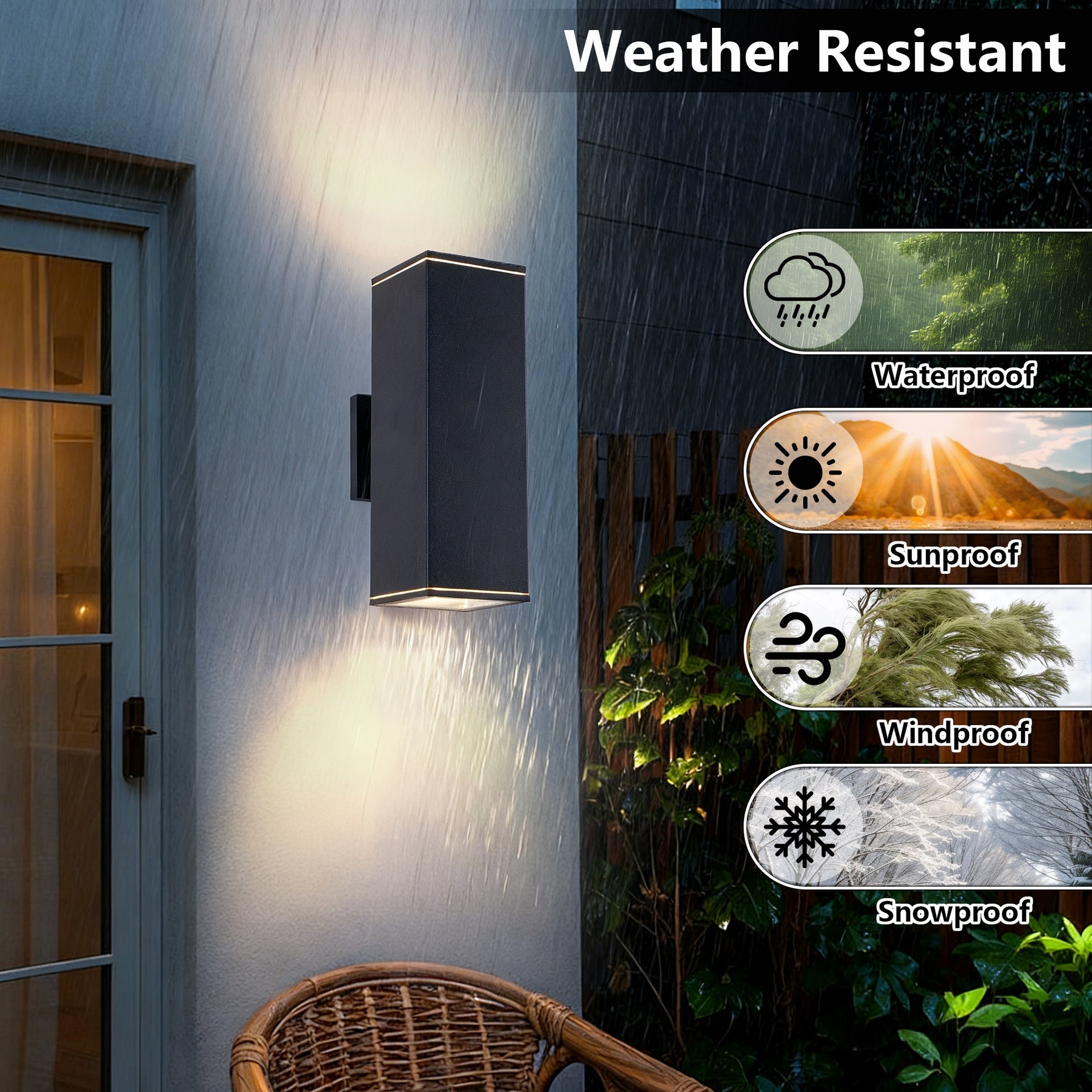 12in Outdoor Wall Lights 4 Packs,Modern Square Outdoor Porch Light,Square Cylinder Up Down Lights Aluminum Waterproof Wall Lighting Exterior Light for Porch Patio Garage(no bulb)