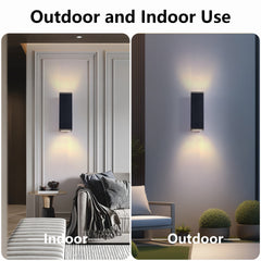 12in Outdoor Wall Lights 4 Packs,Modern Square Outdoor Porch Light,Square Cylinder Up Down Lights Aluminum Waterproof Wall Lighting Exterior Light for Porch Patio Garage(no bulb)