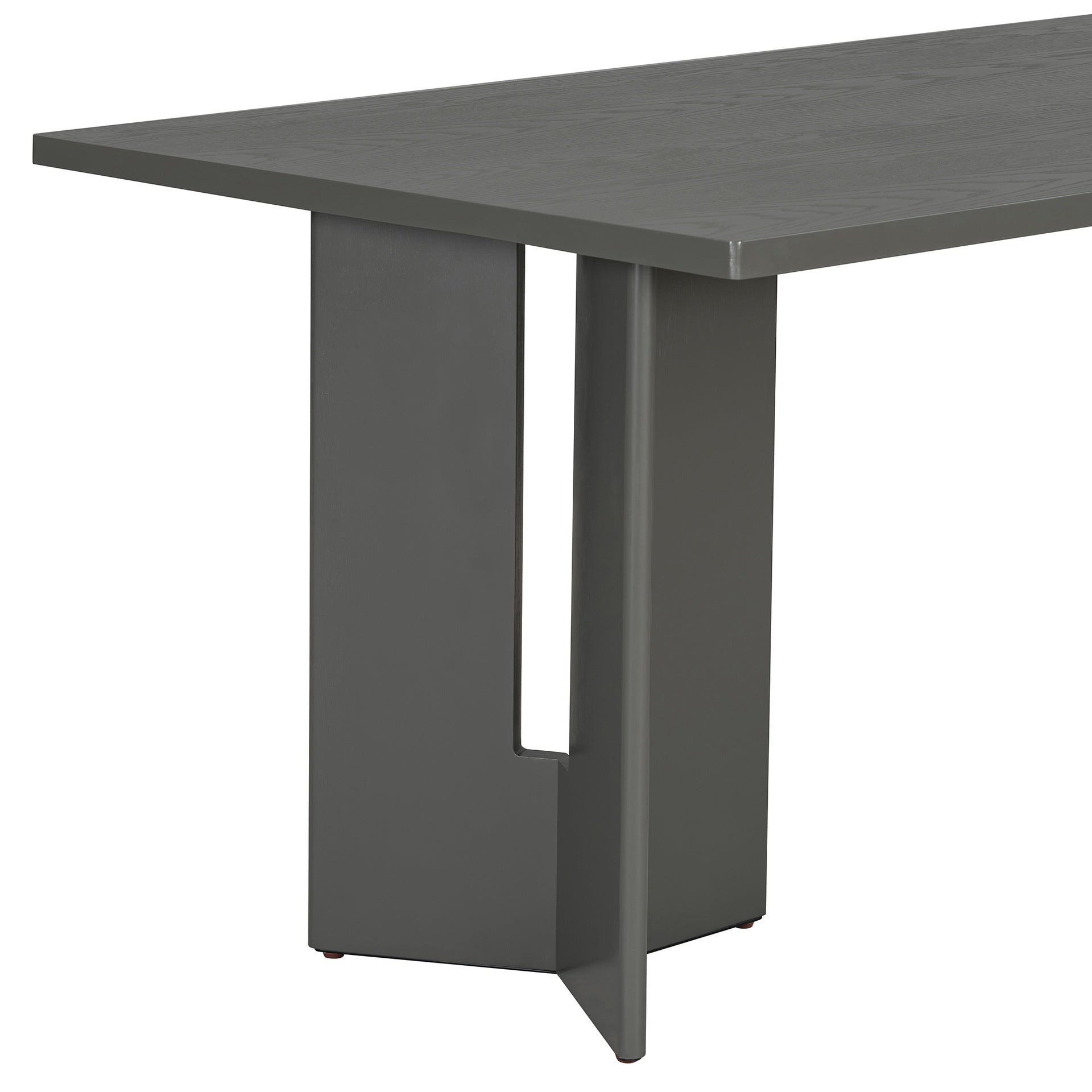 TREXM Farmhouse Wood Dining Table Set for 6 with 6 Upholstered Chairs, 60" Rectangular Dining Table with Cutout Table Legs for Dining Room, Kitchen and Living Room (Gray)