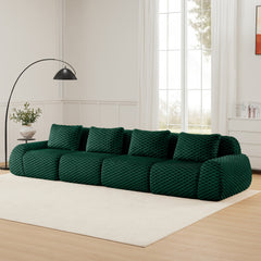 146" Modern Modular Sectional Sofa for Living Room,Flannelette Fabric,Oversized 4-Seater Couch,Deep Seat,Deep Seat,Boneless sofa,Buckle connection,Anti-slip Design,No Assembly,Green