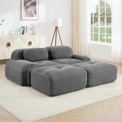 2-seat sofa in luxuryCorduroy Fabric fabric modular multi-combination anti-slip design assembly chaise lounge curved armrests ergonomic support high-resilience sponge for living rooms bedrooms,Grey