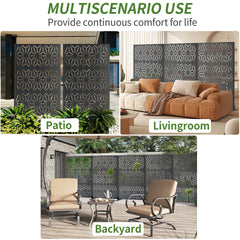 Metal Privacy Screen for Outdoor Freestanding, 72" H x 46" W Decorative Metal Fence Panels with Stable Base, Portable Divider Screens for Patio, Deck, Balcony, Backyard, Garden