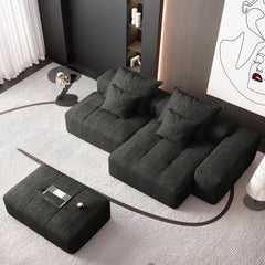 Modern Oversized Modular Sectional Sofa with Ottoman,seat,chaise lounge and armrest,Sparkling Chenille Fabric Soft Cushion Sofa with 4 Pillows,4 PCS DIY Combination Tufted Sofa,No Assembly Required