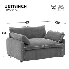 50*43" Oversized Chenille Single Sofa Chair, Wide and Deep Seat Accent Chair, Modern Upholstered Comfy Armchair, Couch Lounge with Pillows for Living Room&Apartment