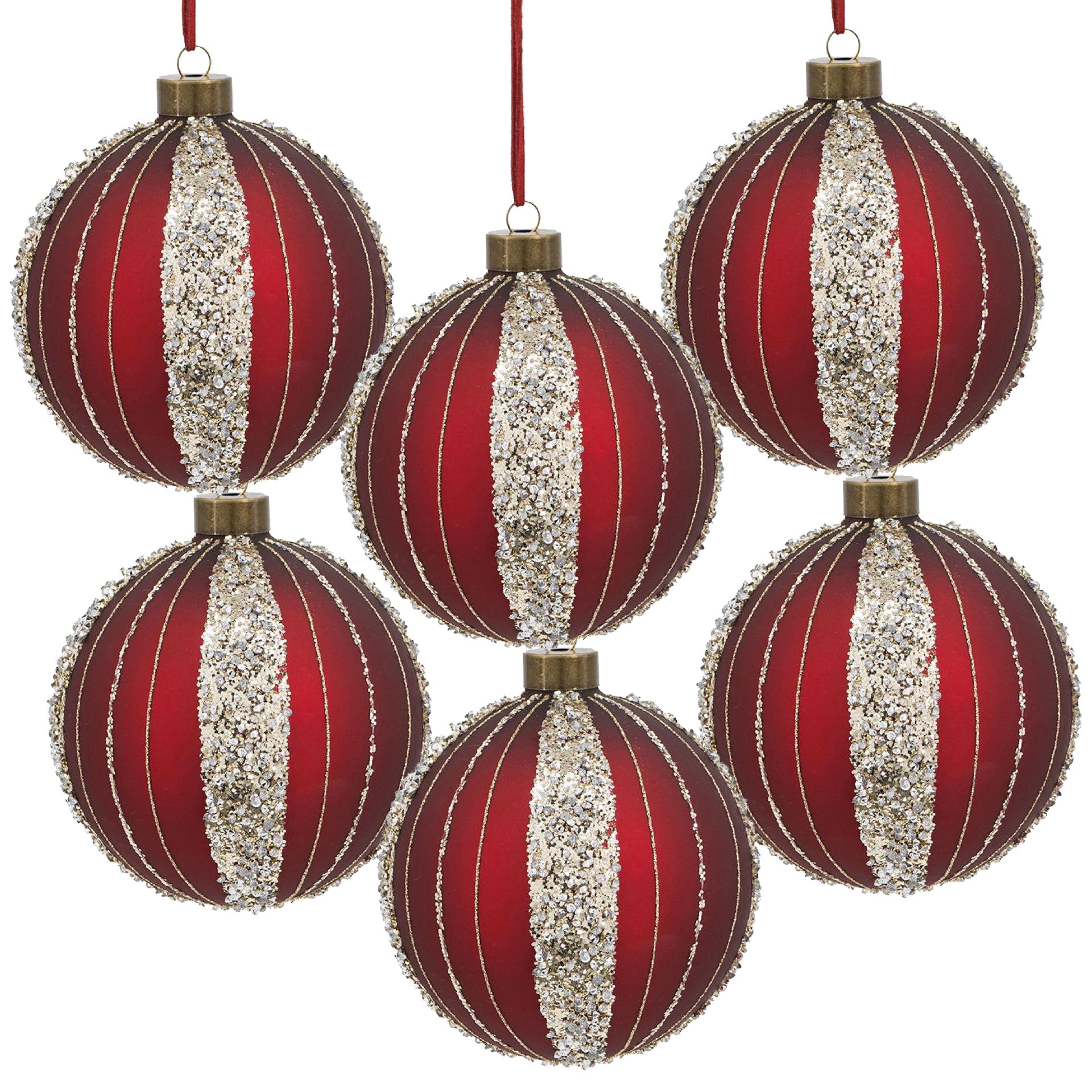 D3.9" Christmas Ball Ornaments, Glass Decorative Hanging Ball Christmas Tree Ornaments for Holiday Party Decorations, Set of 6