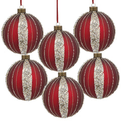 D3.9" Christmas Ball Ornaments, Glass Decorative Hanging Ball Christmas Tree Ornaments for Holiday Party Decorations, Set of 6
