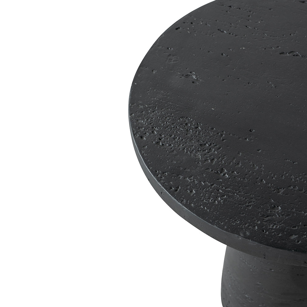22x22x25.5" Black Round Side Table with Pedestal Base