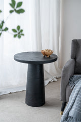 22x22x25.5" Black Round Side Table with Pedestal Base