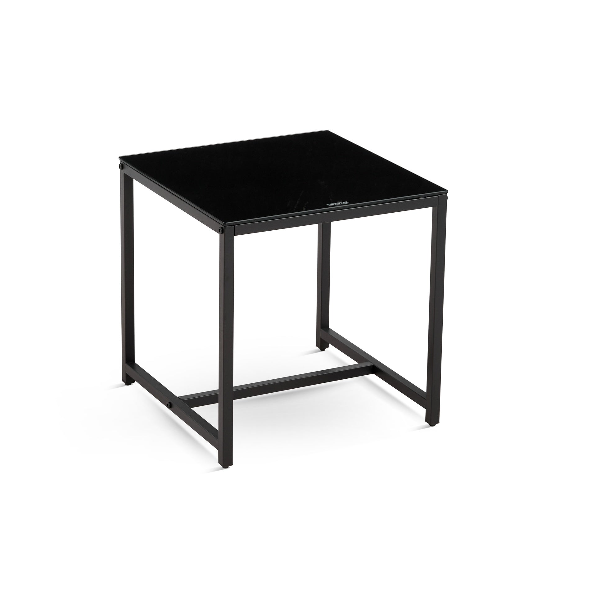Black Glass Night Stand,MDF SideTable, Small Tea Table, Sofa Table with Metal Leg