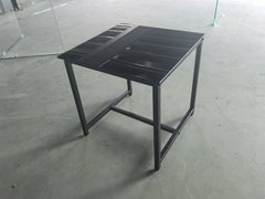 Black Glass Night Stand,MDF SideTable, Small Tea Table, Sofa Table with Metal Leg