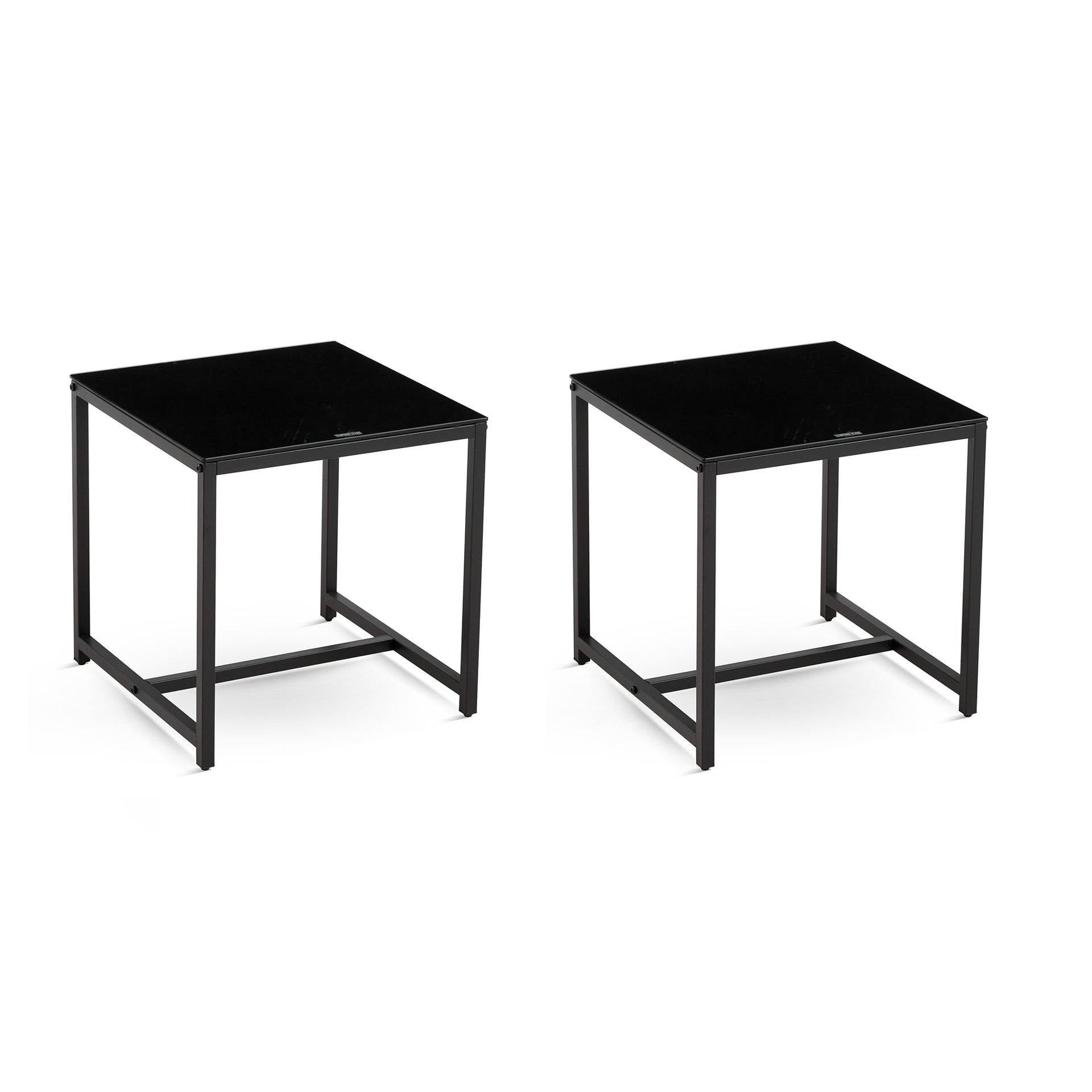 Black Glass Night Stand,MDF SideTable, Small Tea Table, Sofa Table with Metal Leg