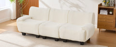 Modern 3-seater Sofa 94.5" Sofa Couch Chenille Upholstered Sofa with Curved Armrests for Living Room, Apartment, Guest Room, Beige