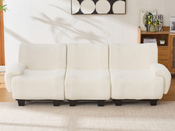 Modern 3-seater Sofa 94.5" Sofa Couch Chenille Upholstered Sofa with Curved Armrests for Living Room, Apartment, Guest Room, Beige
