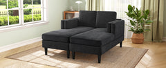 Modern Chaise Lounge Sofa Bed 53.5" Upholstered Sofa Couch Free-combined Sofa Chaise with Dual-Layer Armrests for Living Room, Black
