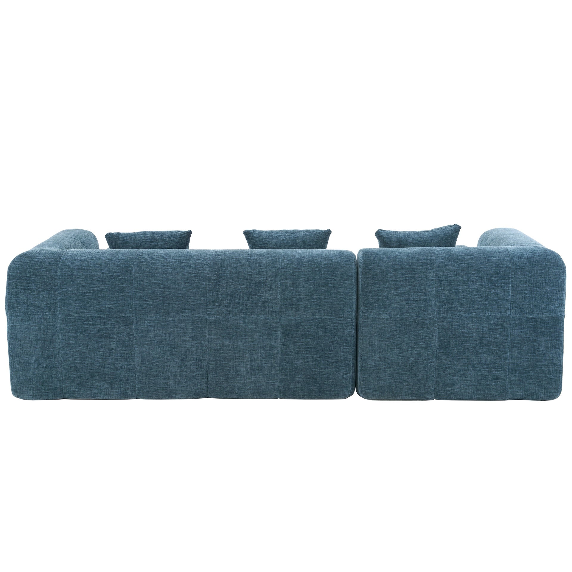 101.2"  Sectional Sofa Full-Compressed Sofa Modular Sofa Couch Free-combined Sofa with Deep Seating  and Two Side Pockets for Living Room, Blue