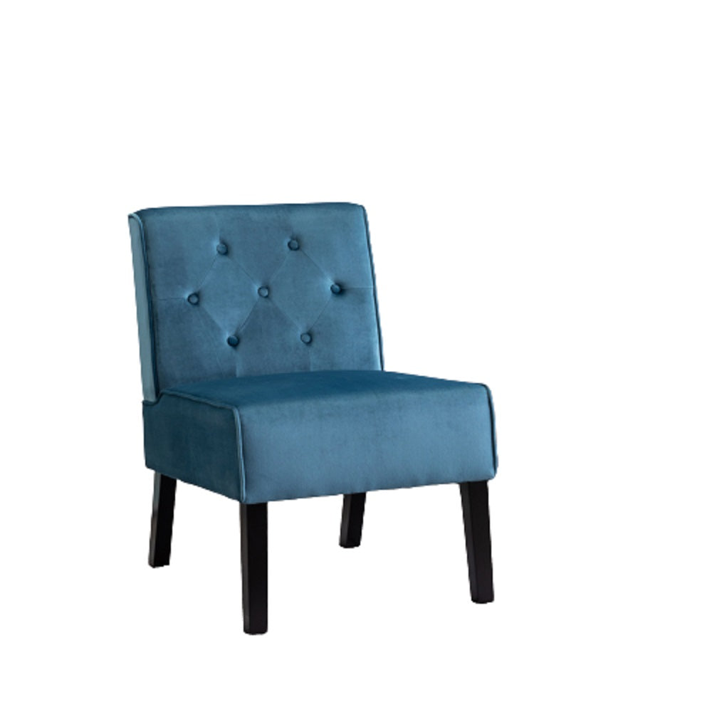 Reese 53"  2Piece Living Room Armless Button Tufted Pattern Accent Chair with Velvet Fabric and Premium High Density Foam Cushion, Blue