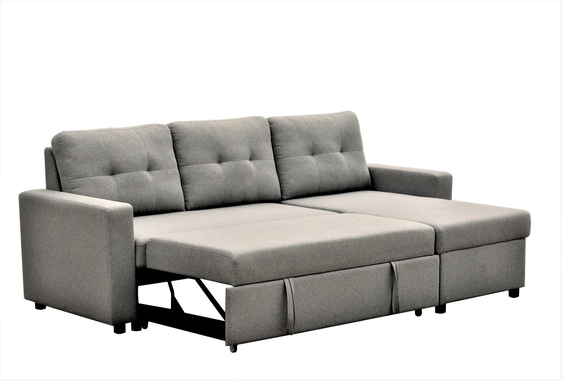 Convertible L-Shaped Sectional Sleeper Sofa Bed, Stylish Apartment Furniture, Saving Pull Out Couch for Small Spaces and Living Rooms, Grey