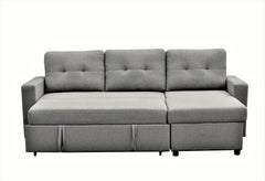 Convertible L-Shaped Sectional Sleeper Sofa Bed, Stylish Apartment Furniture, Saving Pull Out Couch for Small Spaces and Living Rooms, Grey