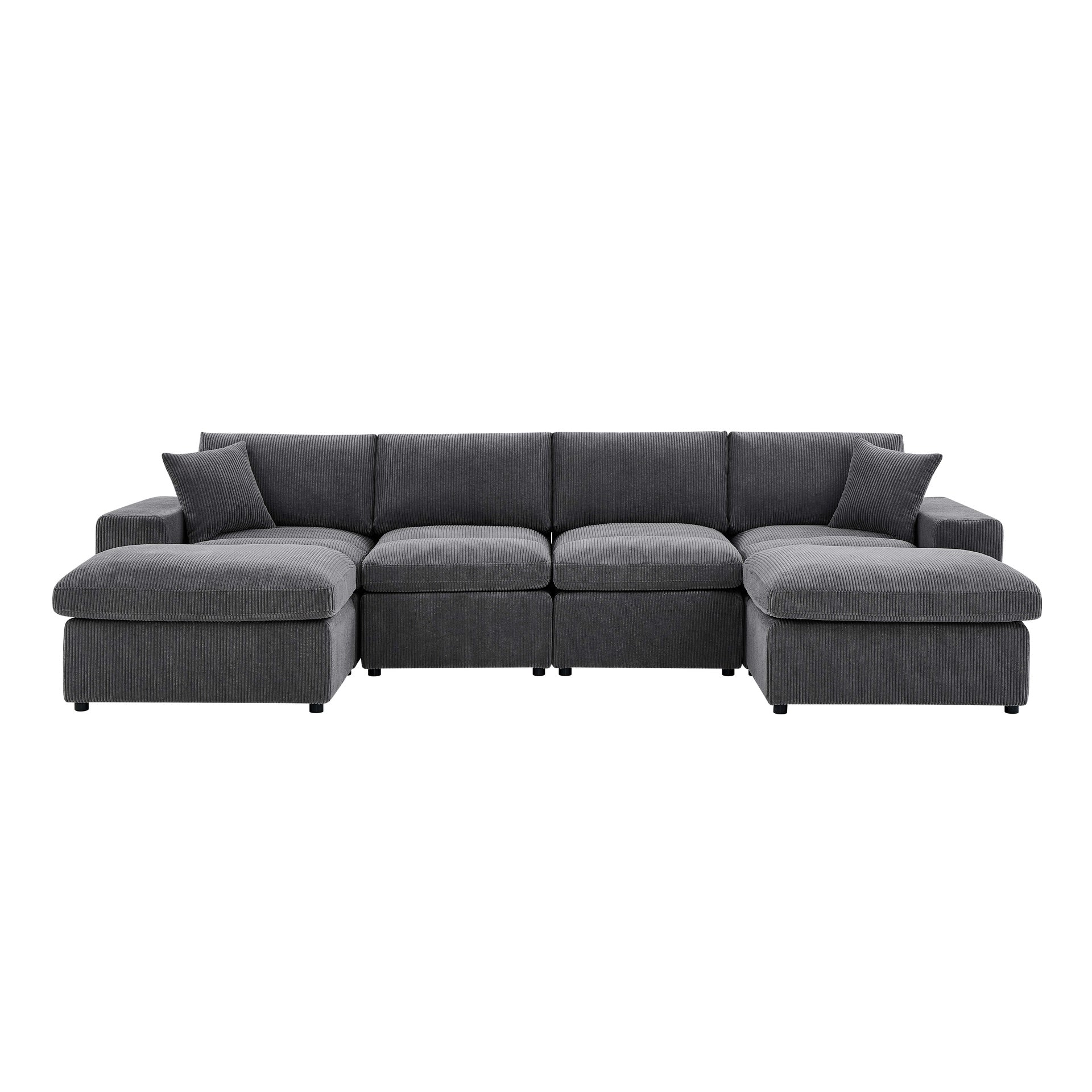 Corduroy Upholstered Symmetrical Modular Sectional