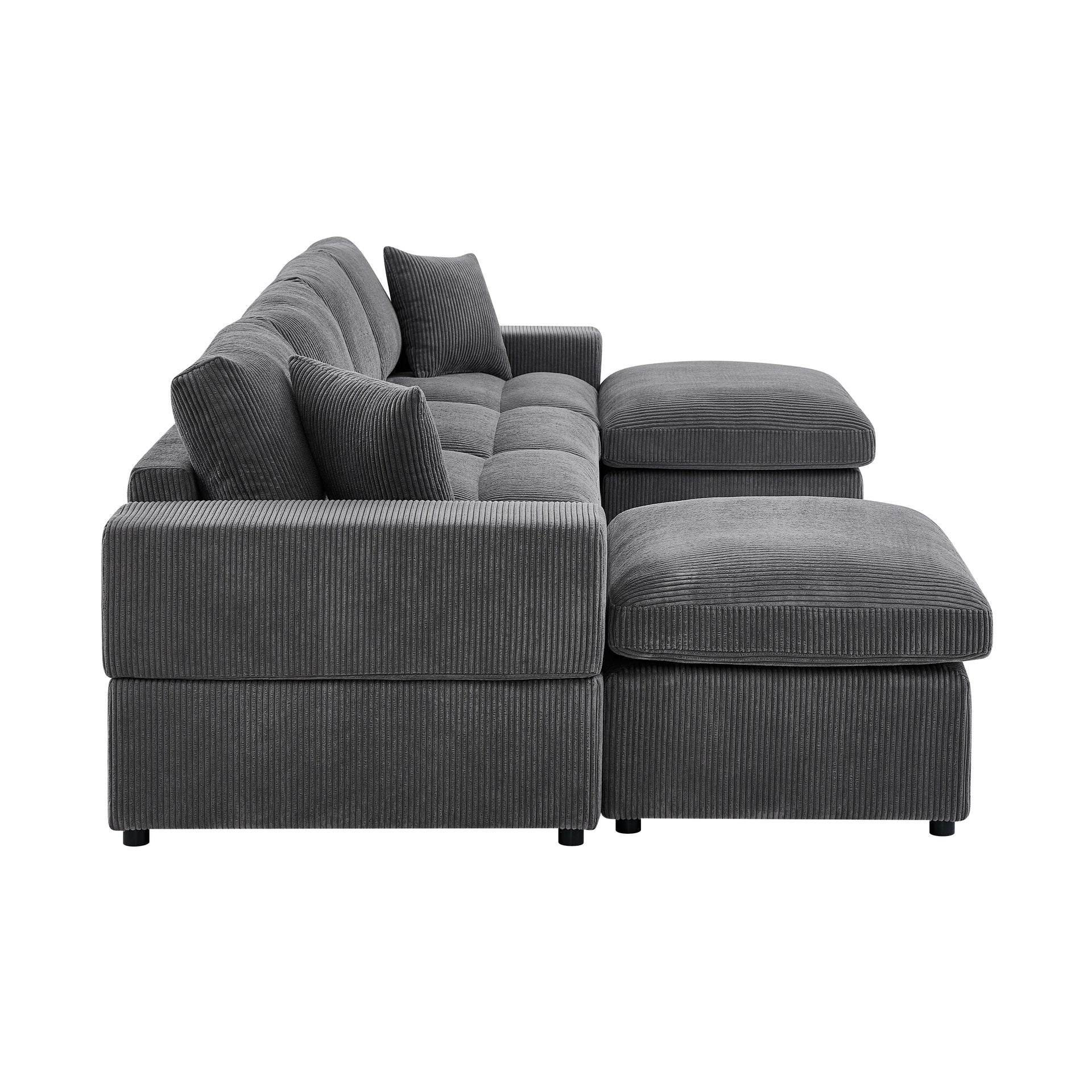 Corduroy Upholstered Symmetrical Modular Sectional