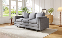 Modern 3-seater Sofa 79.5" Sofa Couch Upholstered Sofa with Dual-layer Seat Cushions for Living Room, Light Grey